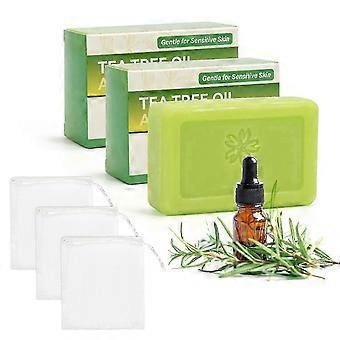 3 PCS Tea Tree Antifungal Soap Bar, Natural Tea Tree Oil Soap for Face Body Hand - Fights Acne, Relieves Fungal Skin, Controls Oil, Clears Pores, Prev
