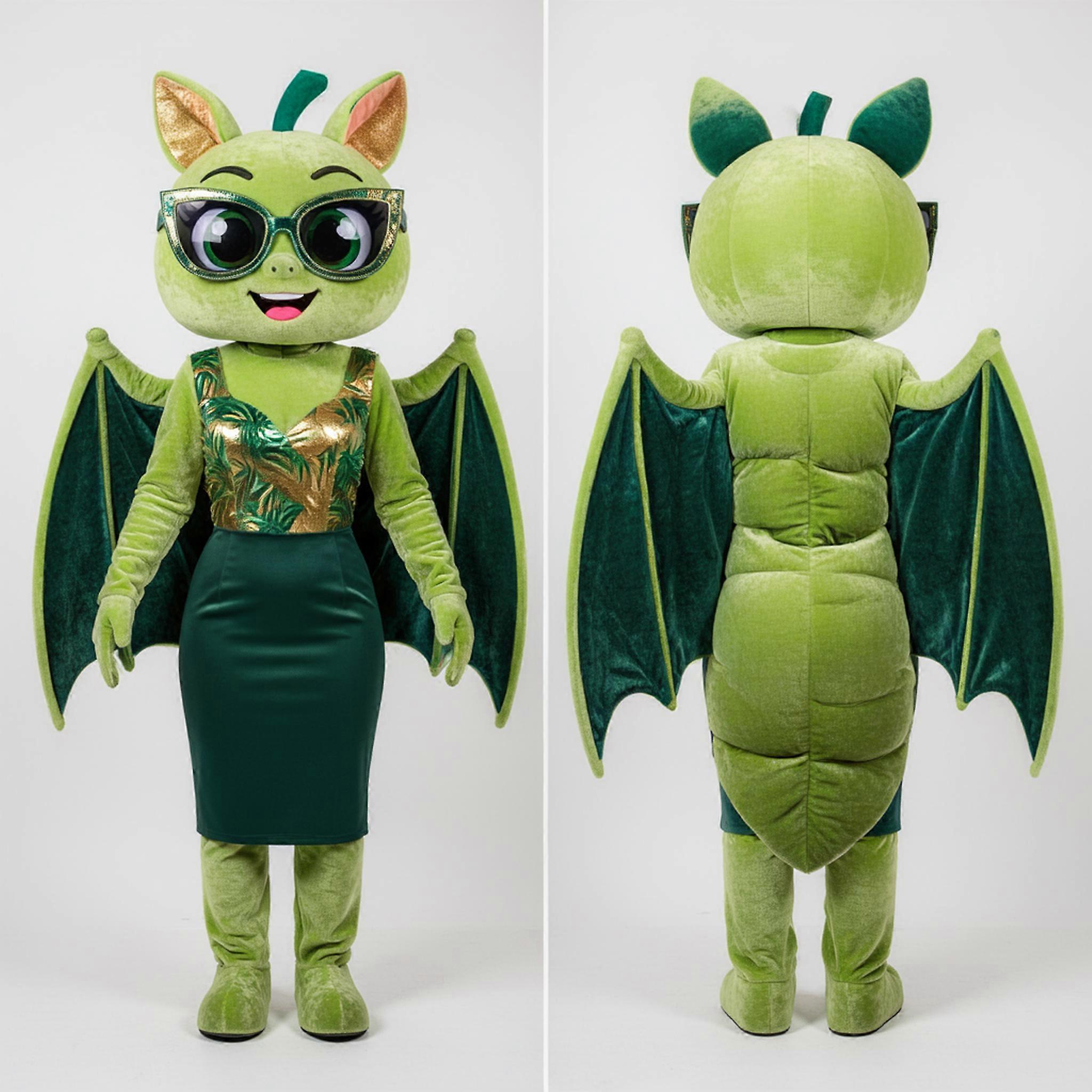 MASTICOT Lime Green Velvety Fruit Bat Mascot