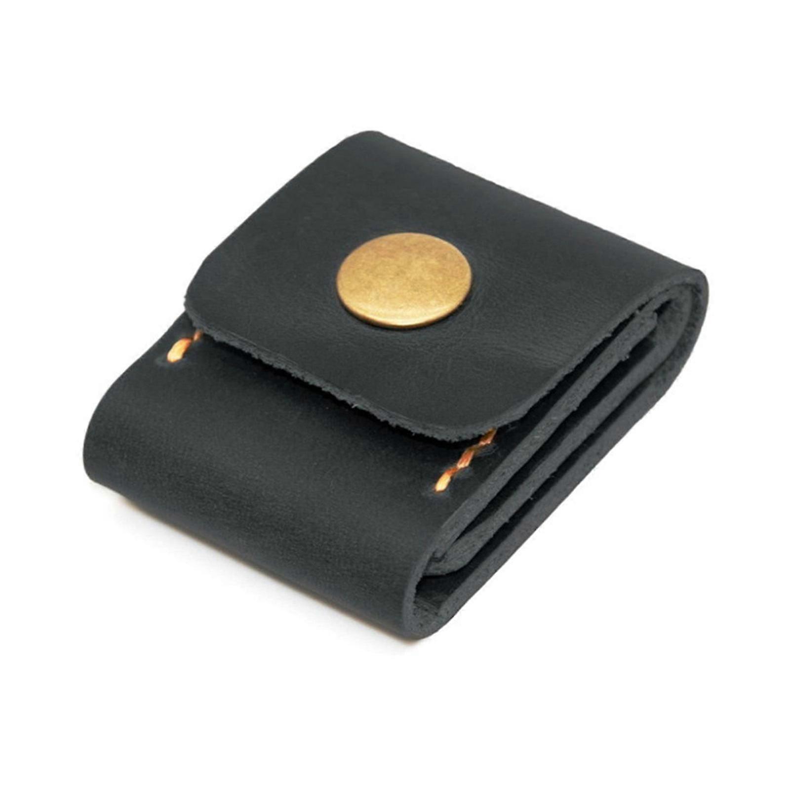 Compact pick holder for guitarists - leather plectrum case