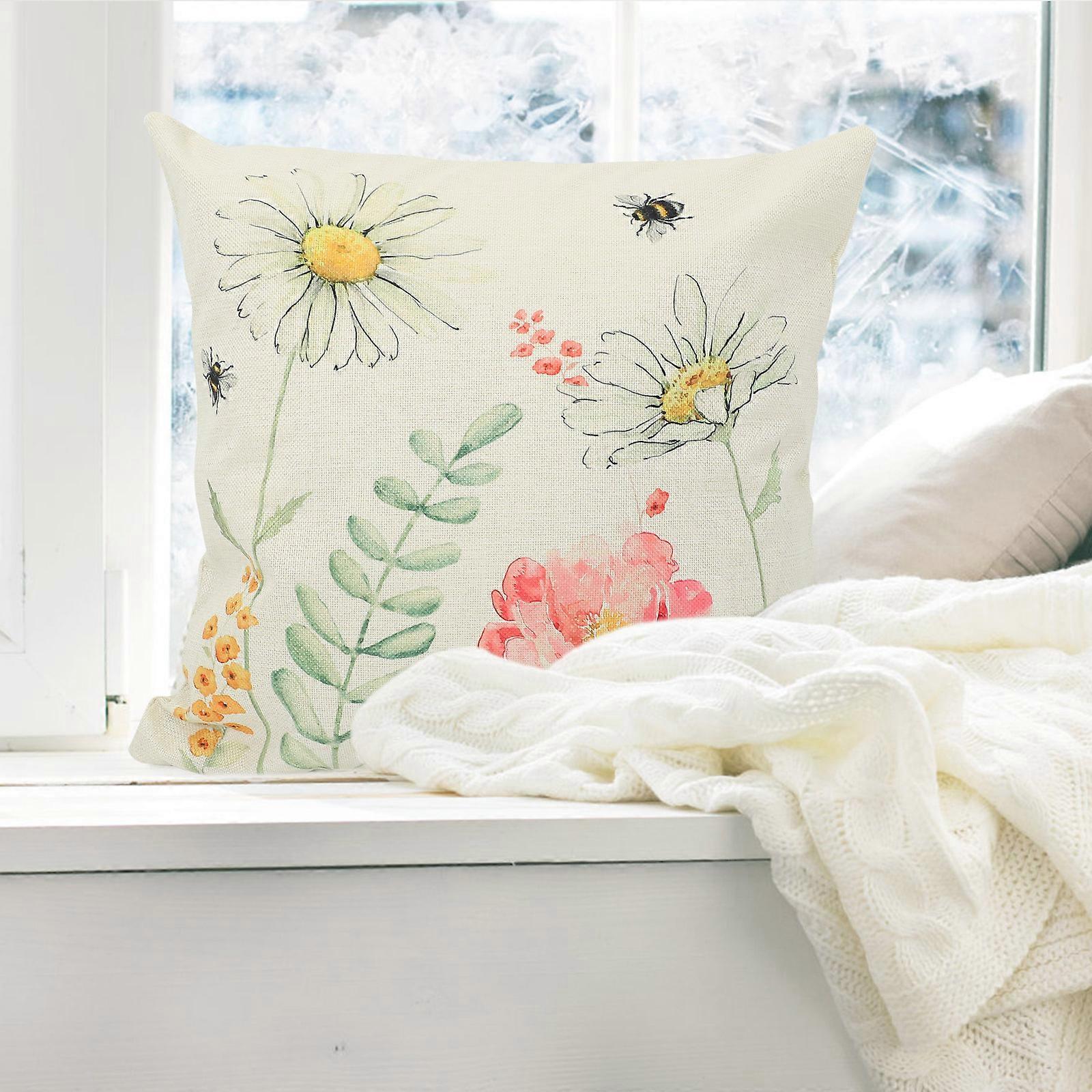 Spring Theme Pillowcase Throw Pillow Covers for Sofa 4Pcs Assorted