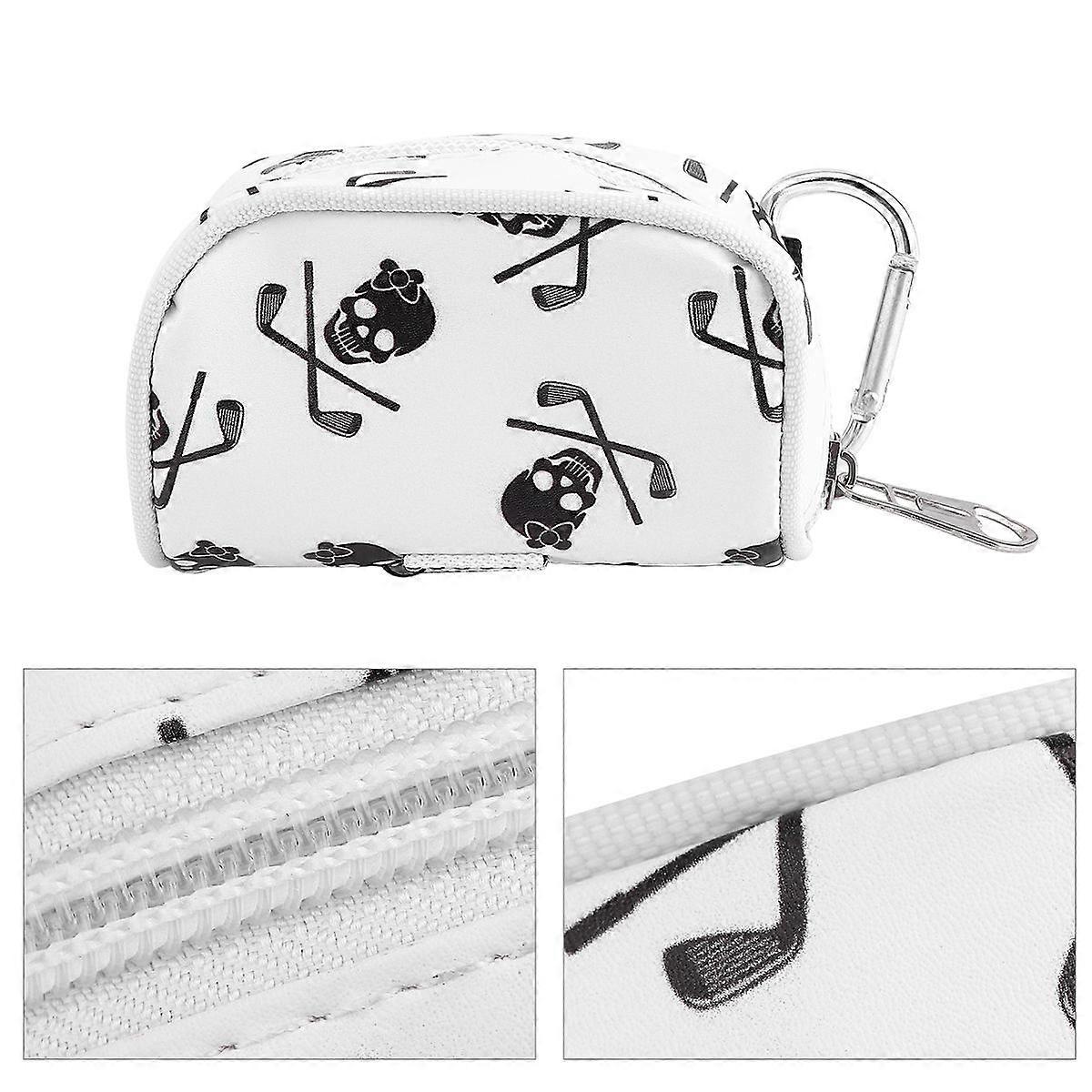Skeleton Head Tote Bag for Storage Use Pouch White Pattern
