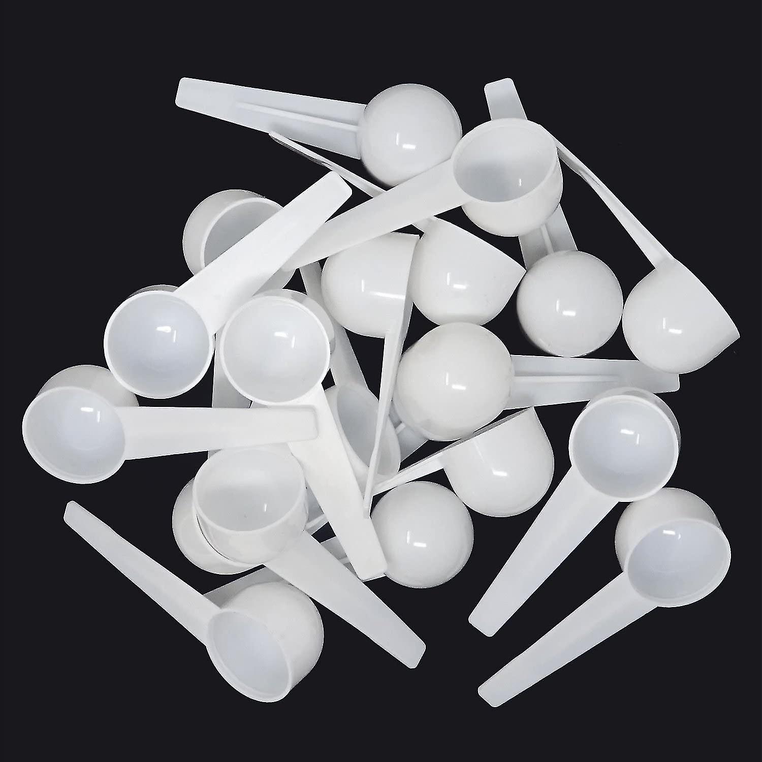 20pcs 10ml White Plastic Measuring Spoons Scoop