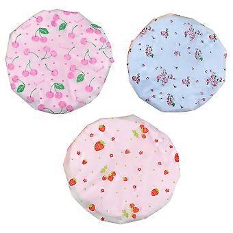 Waterproof Shower Cap For Women 2 Pcs Quick-dry Hair Protection Bathing Hats Double Layer Printed Design For Travel And SPA