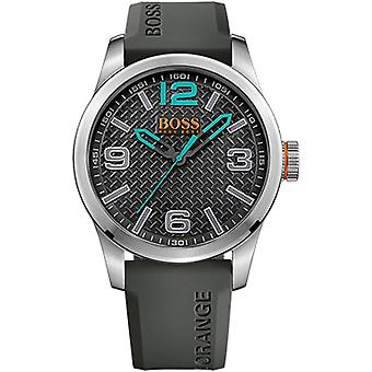 Boss orange paris Quartz Analog Man Watch avec bracelet en silicone 1513377