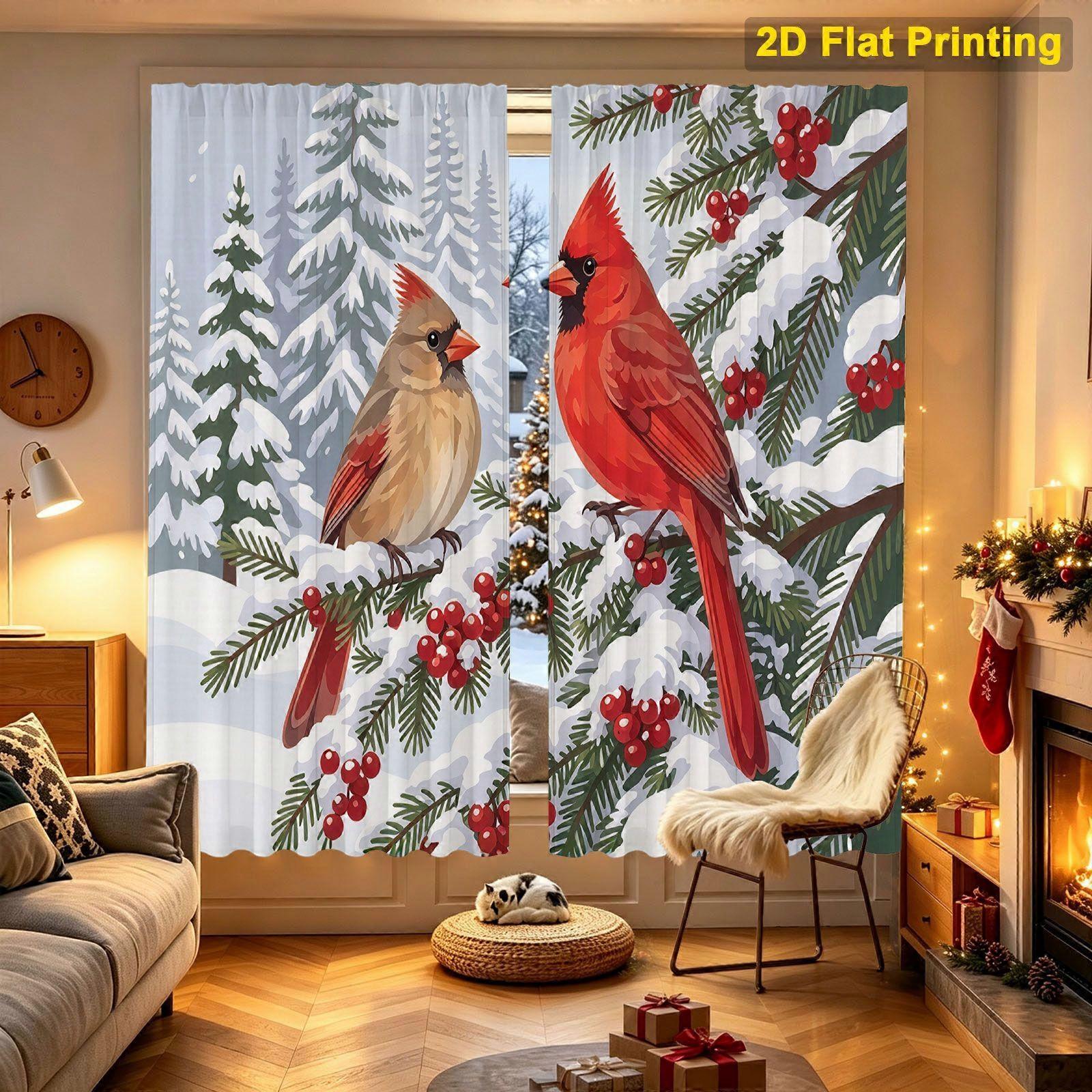 cedar redbird Decorative Print Curtain