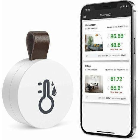 Bluetooth thermometer hygrometer, mini wireless indoor thermo-hygrometer with data export function, compatible with iOS and Android for wine
