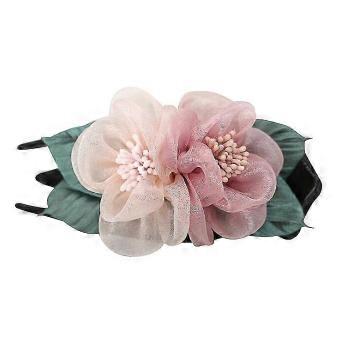 Pearl-Embellished Double Flower Clip