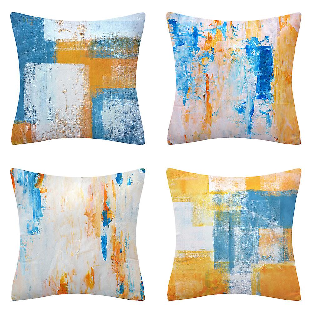 Set of 4 Cushion Covers 45x45cm, Abstract Pattern Decorative Pillow Cases for Sofa Bed Bedroom Chair Garden