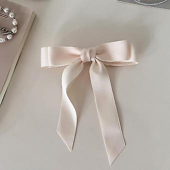 Seidige Satin-Haarschleifen – 2er Set Schwarz-weiß, Mit Metallclip, Für Frauen, Mädchen & Teens