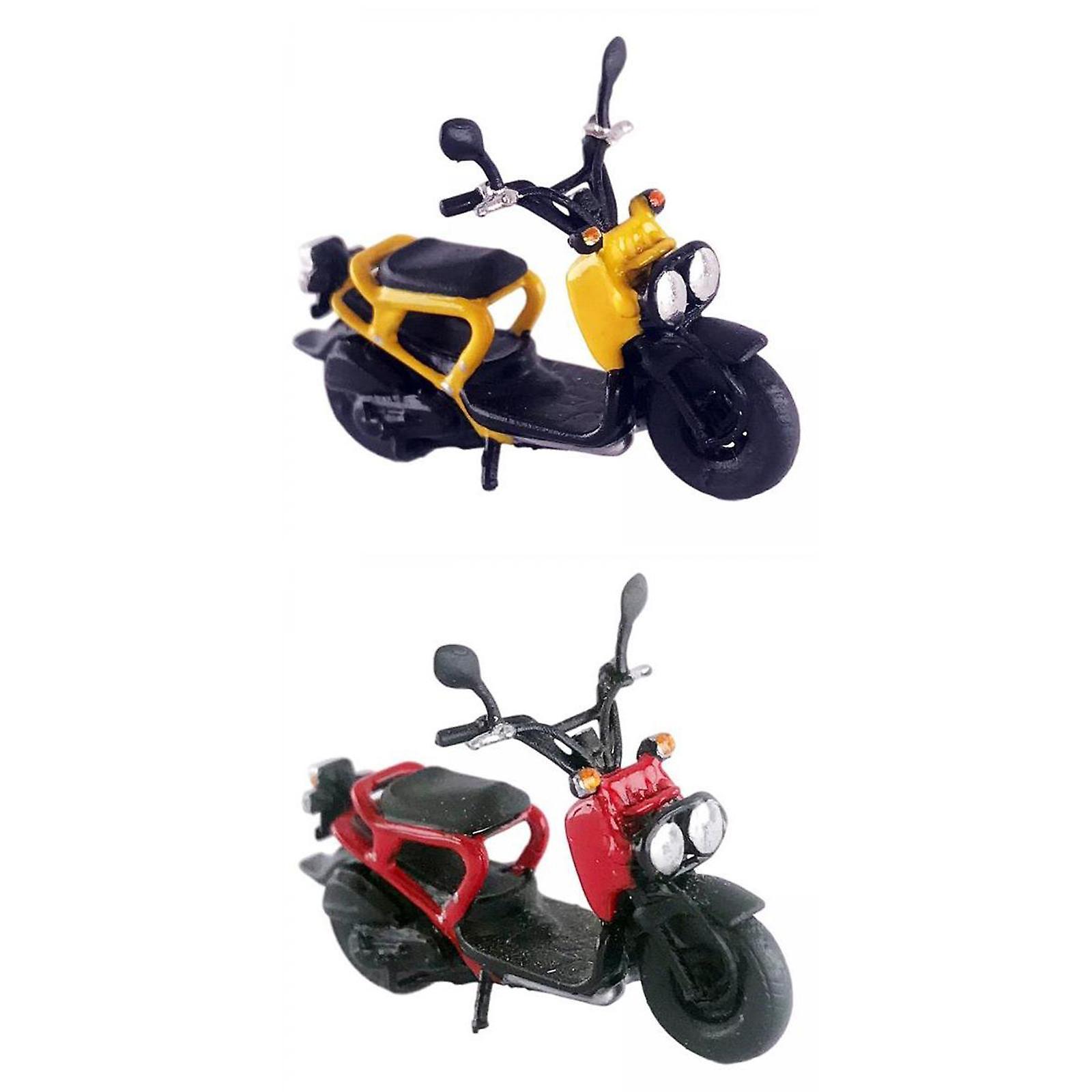 2x Miniature Motorcycle Model 1:64 Decoration Model for Micro Scene Layout