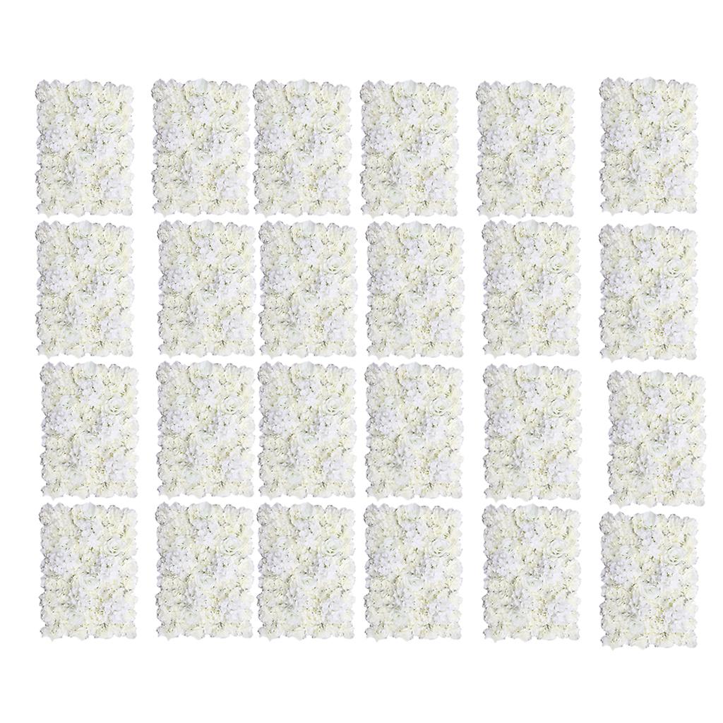 24x Rose Flower Hydrangea Wall Panel Backdrop Ornaments Decor Cream White