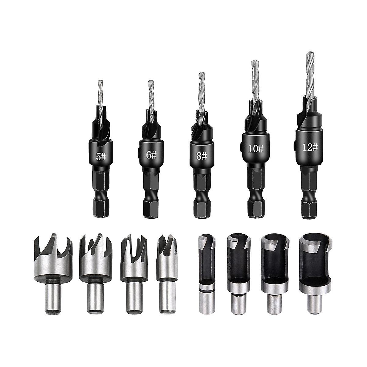 Countersink Woodworking Set 5 Pieces Countersunk Bits Set, 8 Pieces Countersunk Drills for Woodwork