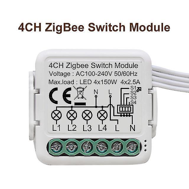 Tuya Zigbee 3.0 Light Switch Module, Smart Diy Breaker 1 2 3 4 Gjengen støtter 2-veis kontroll, fungerer med Alexa Google Home