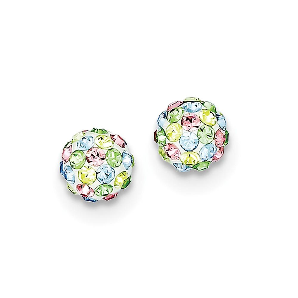 925 Sterling Silver Polished Multi colored Multicolor Crystal Element 7mm Post Earrings 7x7mm Wide Stud Earring for Wome