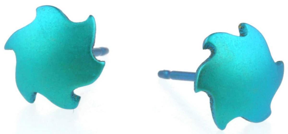 Ti2 Titanium Sun Stud Earrings - Kingfisher Blue