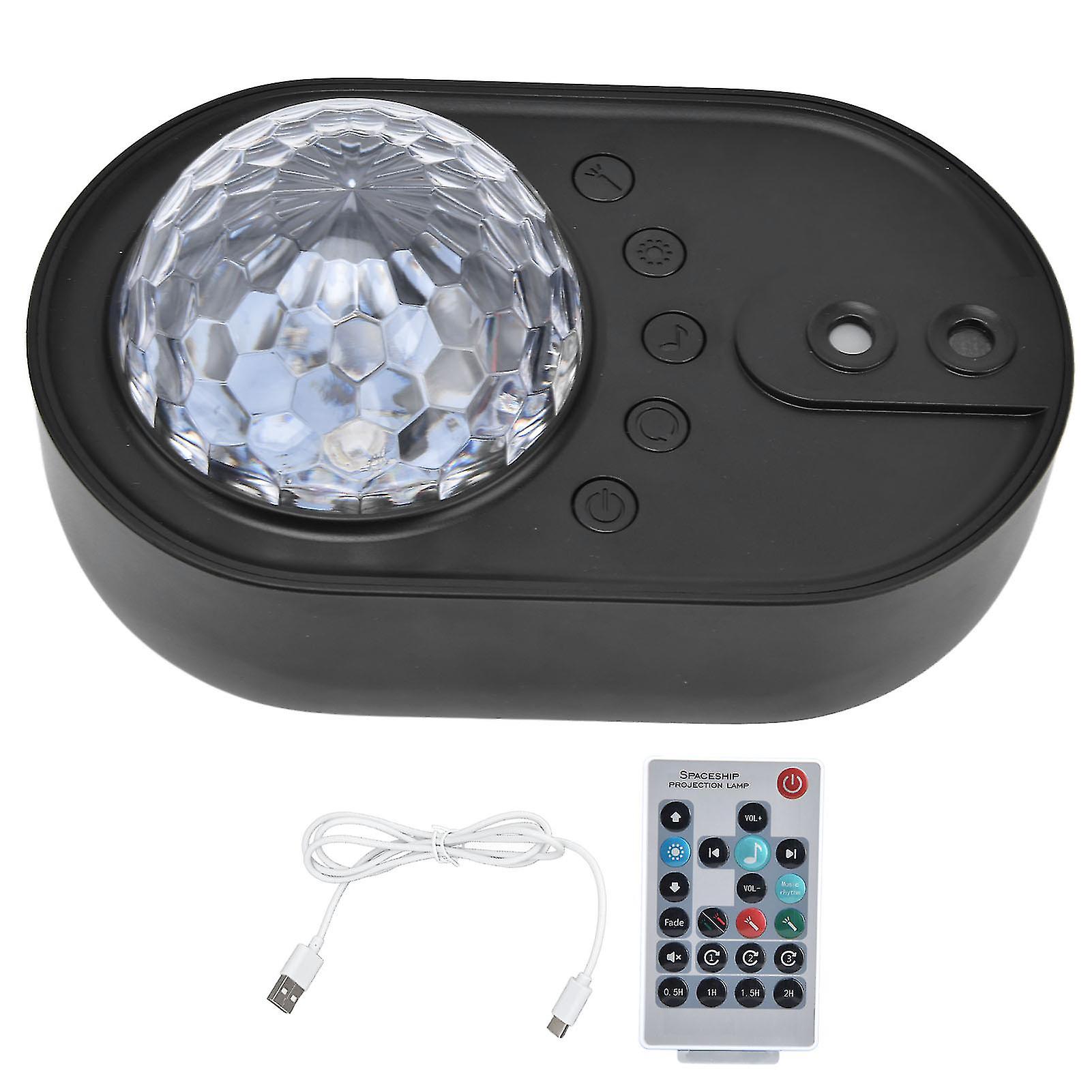 Spaceship Projection Lamp, RGB Effects, Remote Control, Wireless Connection, Mini Colorful Lamp for Party Room, Black