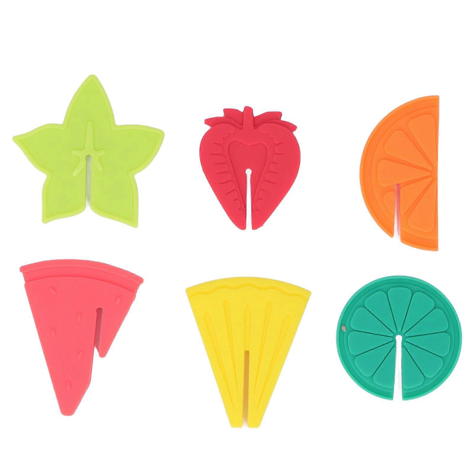 6 Pcs Silicone Wine Glass Markers Fruit Pattern Harmless Reusable Drink Markers for Bar Party