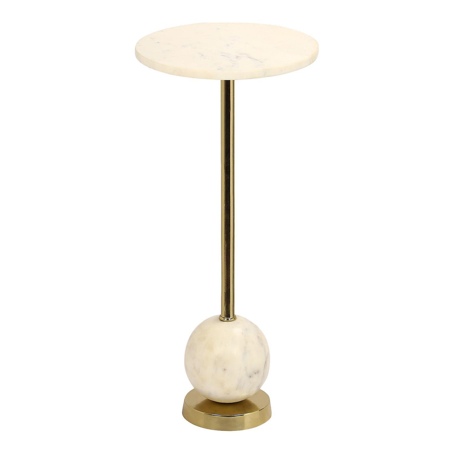 Brass and marble side table 25.5 x 53 cm