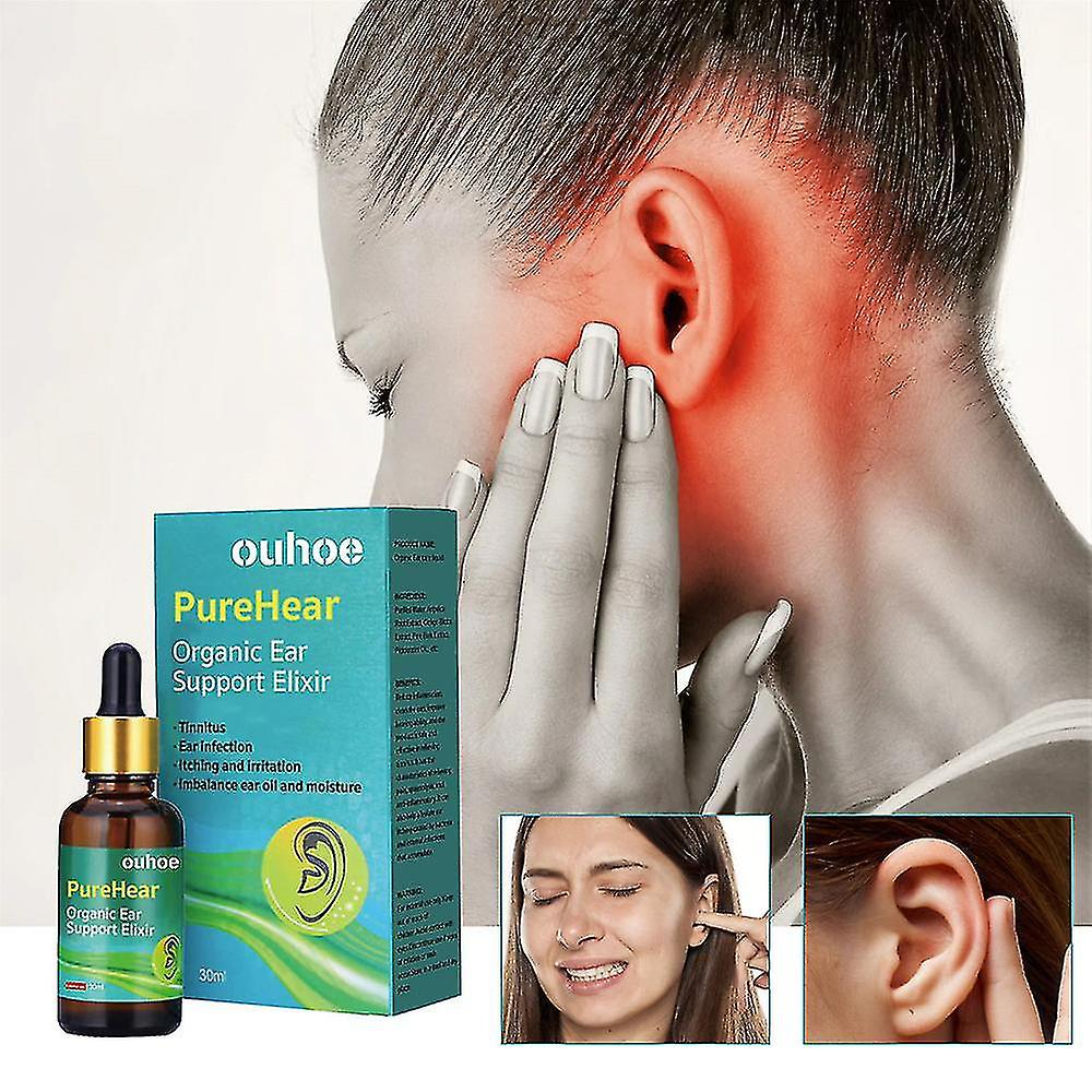 Oveallgo Purehear Βιολογικό Ελιξίριο Υποστήριξης Αυτιών, Φυσικά Προϊόντα Βιολογικό Λάδι Αυτιών, Φυσικές Σταγόνες Αυτιών Για τον πόνο στο αυτί Tw
