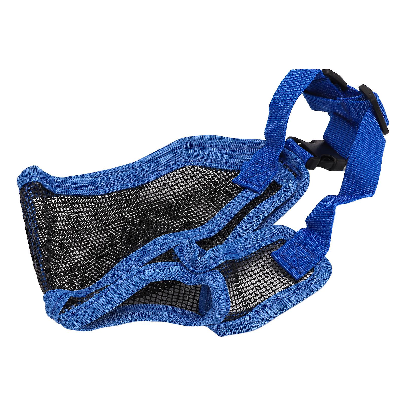 Short Snout Dog Muzzle Adjustable Breathable Prevent Biting Chewing Dog Mesh Muzzle for Bulldog Shar Pei Chihuahua Blue M