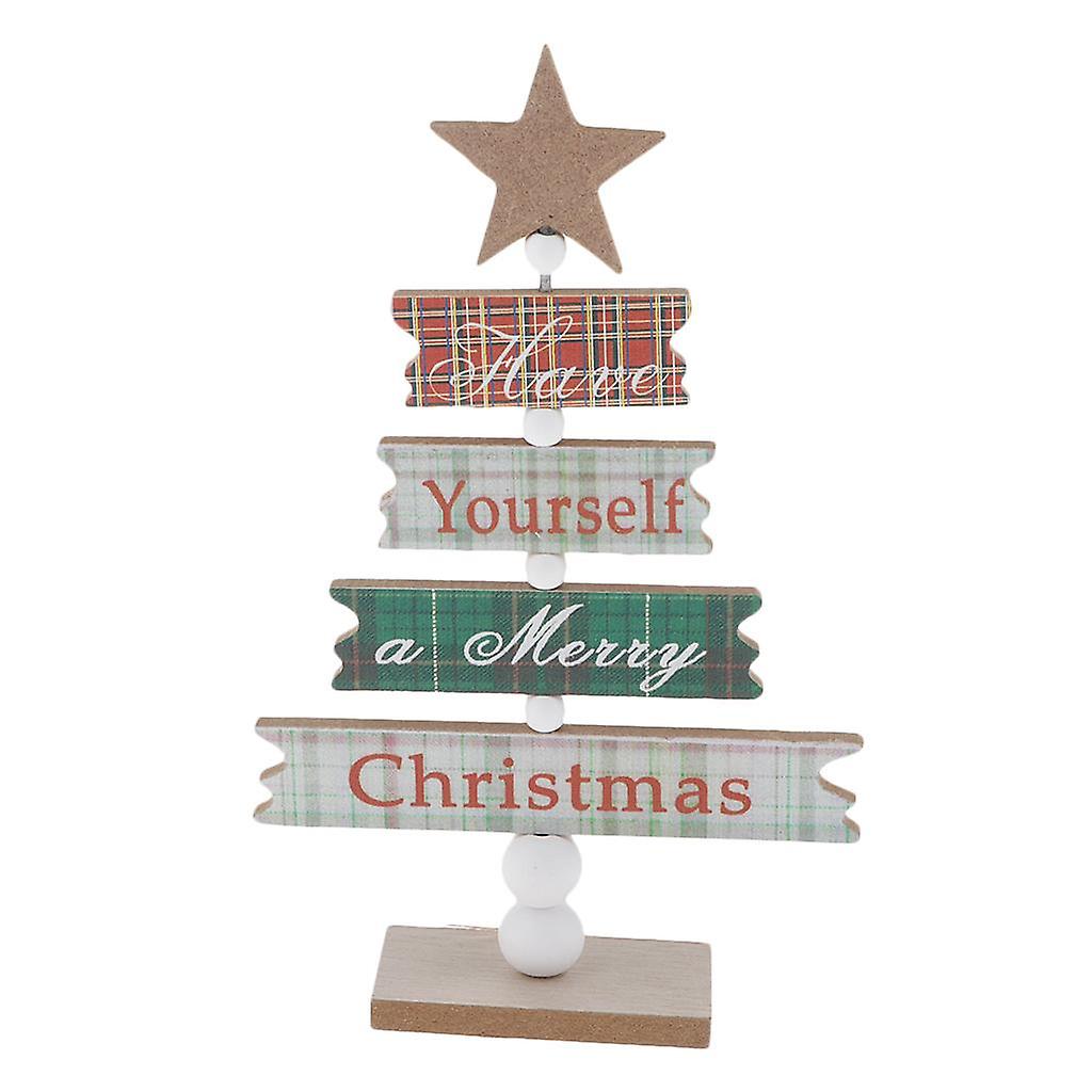 Christmas Tree Shape Decorations Desktop Table Ornaments Decor Plaid