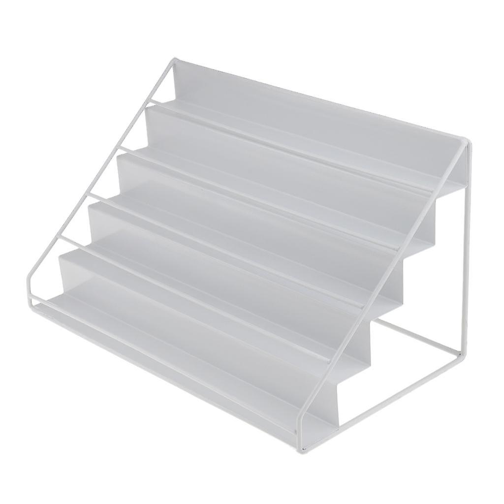 5 niveles de esmalte de uñas de metal Display Rack Organizer Case contiene 50 botellas blancas