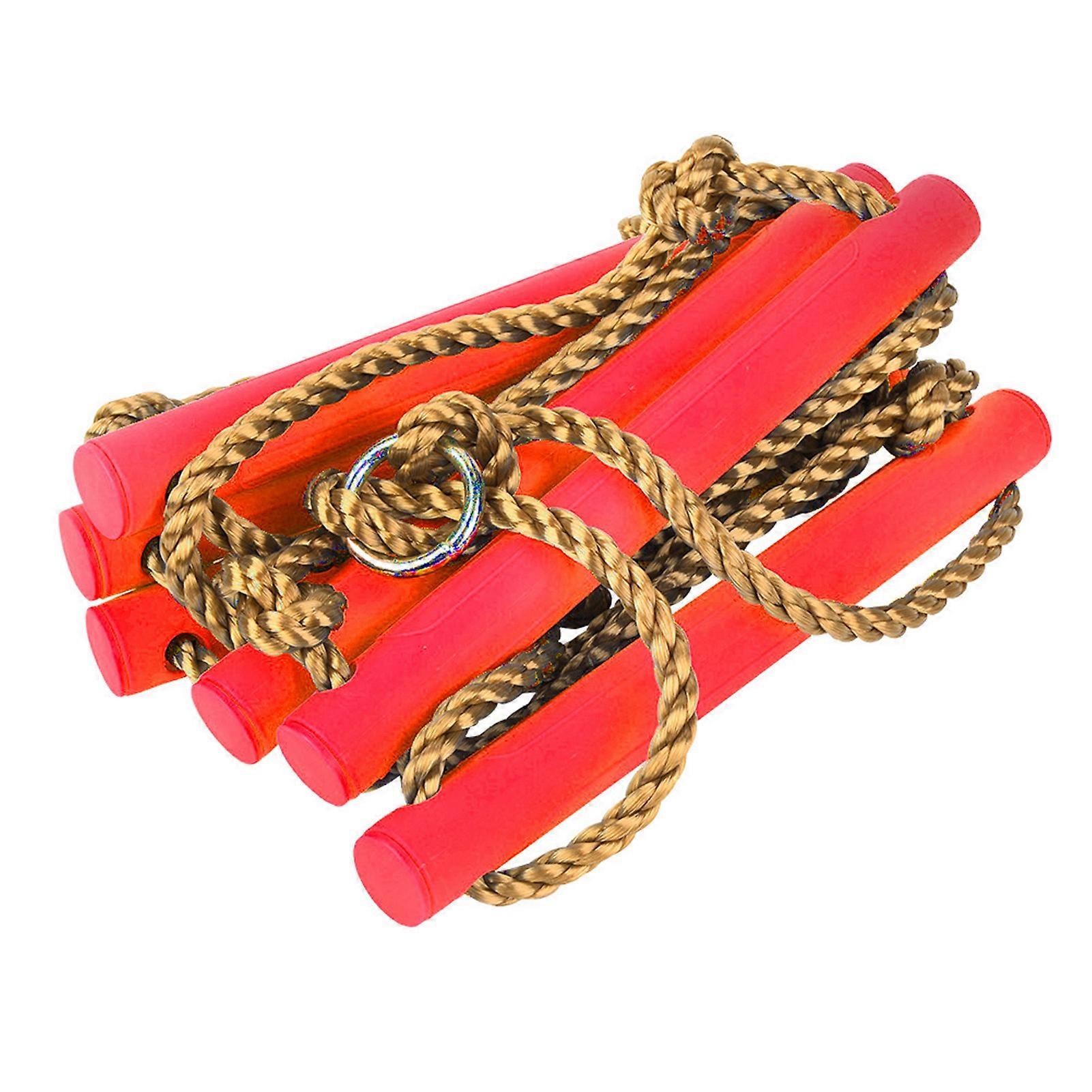Outdoor Plastic SiX section Children Kids Rope Climbing Children Ladder Toy Exercise Equipment (Red)