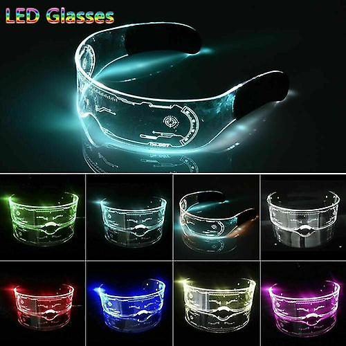 Colorful Clear Lenses 7 Color LED Light Visor Glasses Goggles 4 Halloween Party