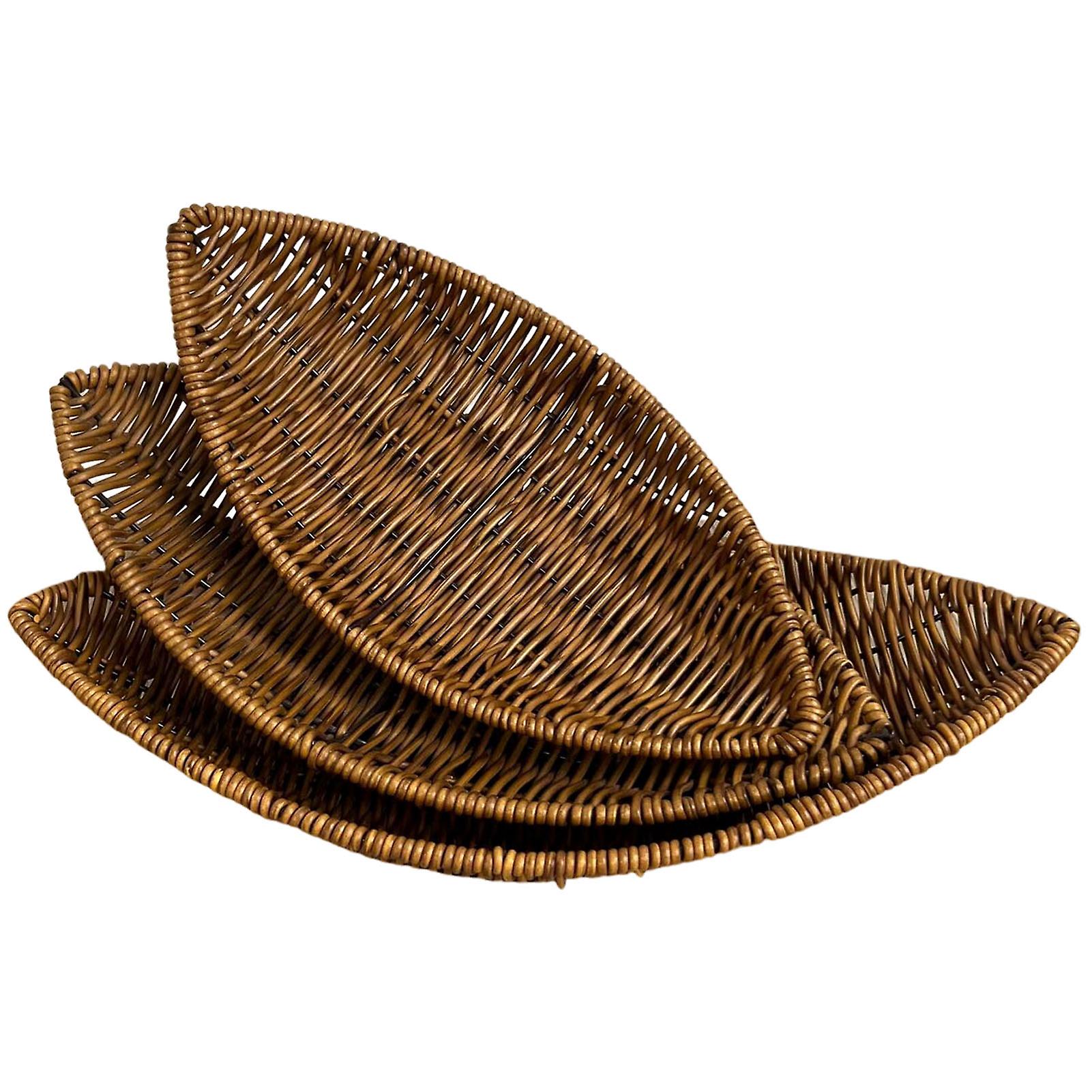 Retro Rattan Weaving Bread Baskets Multipurpose Kitchen Food Baskets for Kitchen Dining Room Uses