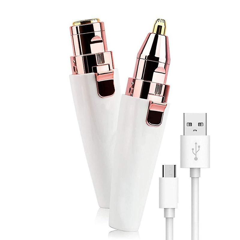 2 In 1 Electrical Eyebrow Trimmer USB Charging White
