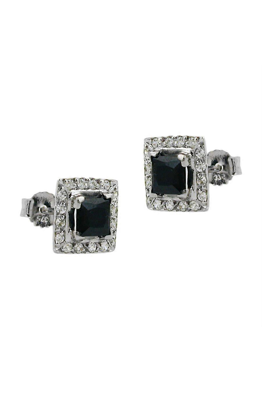 Earrings Black Stone Zirconia 9k Gold - Gl431027
