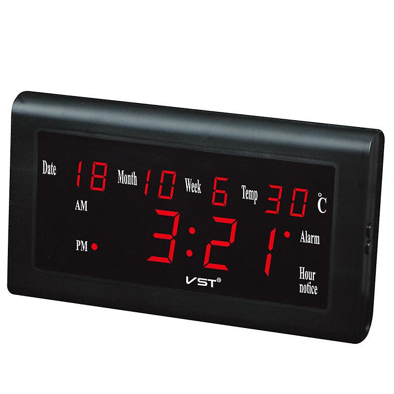 12/24 Hours Desktop Clock Big Number Lcd Display Temperature Date Week Month Table Clock