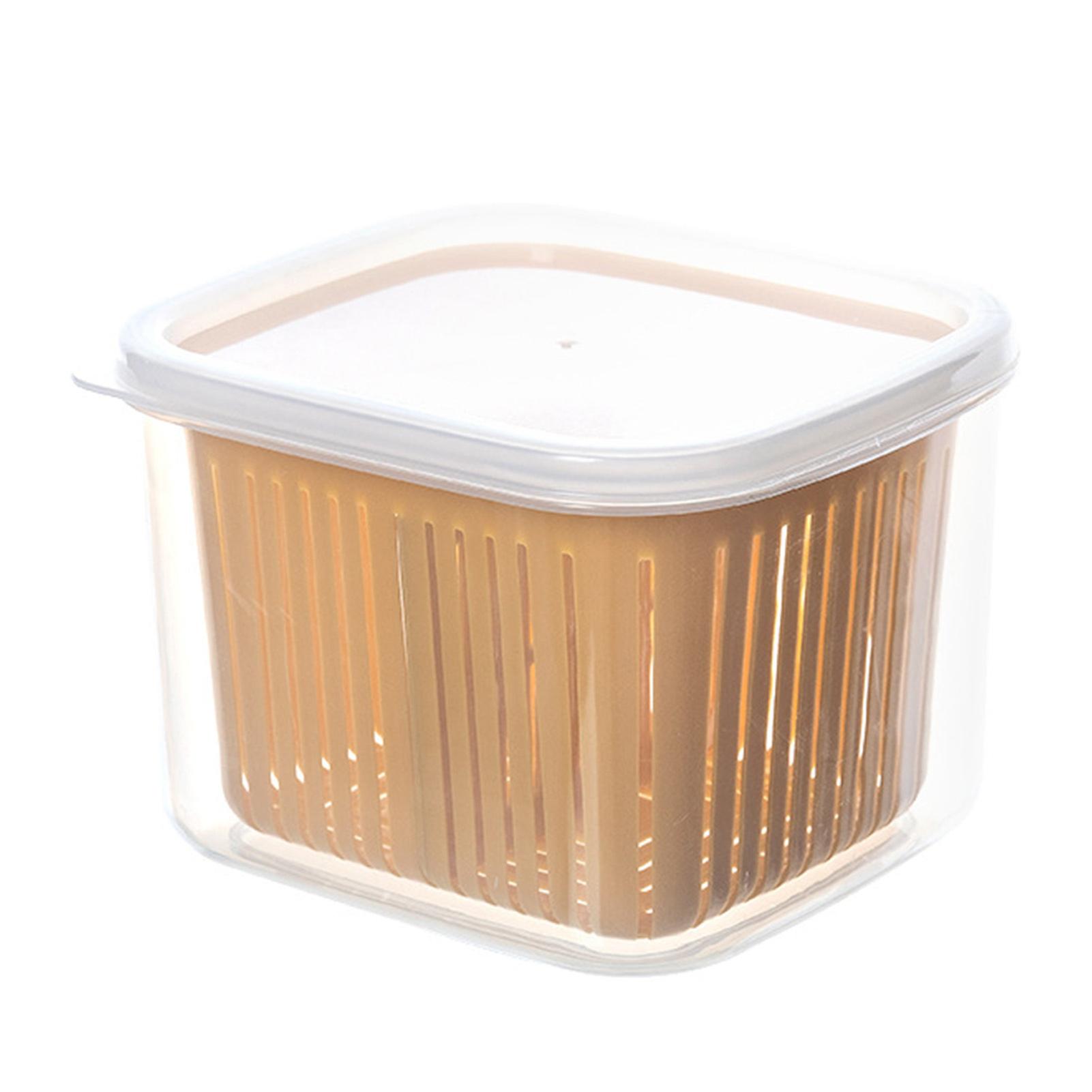 Scallion Crisper Draining Divided Multifunctional Plastic Scallion Fresh Keeping Container for Garlic Ginger Fruit Bright Yellow