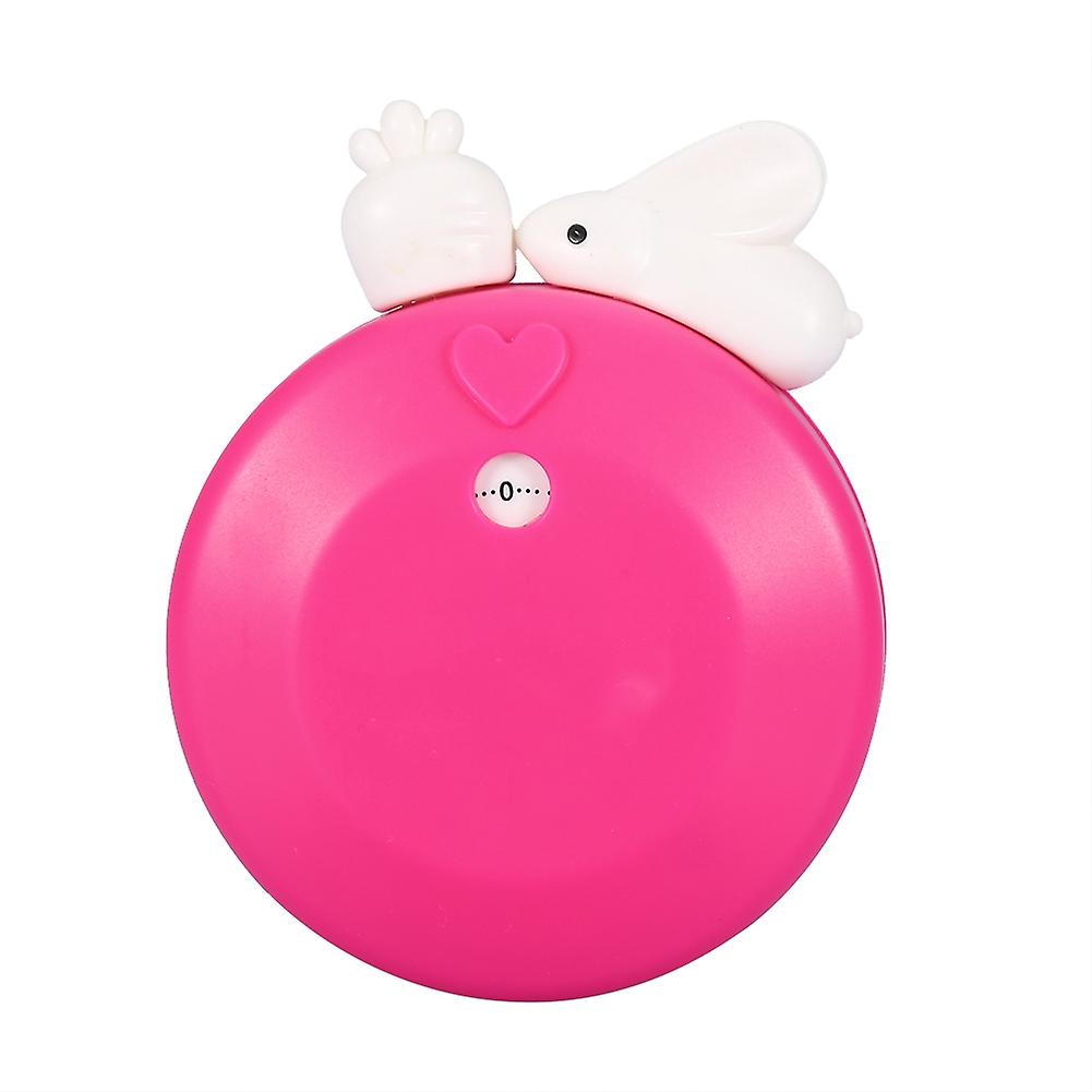 Mechanical Cooking Timer Cartoon Rabbit Manual Counters Kitchen Alarm Timing Tool(Rose Red)