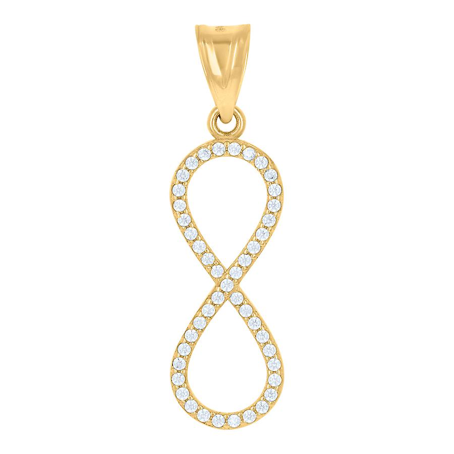 10k Yellow Gold Womens CZ Simulated Diamond Infinity Charm Pendant Necklace 34.5x9.5mm Wide-Pendant for Women