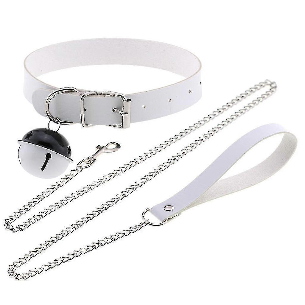 Collare in pelle gotico collo in pelle con catena staccabile corda guinzaglio