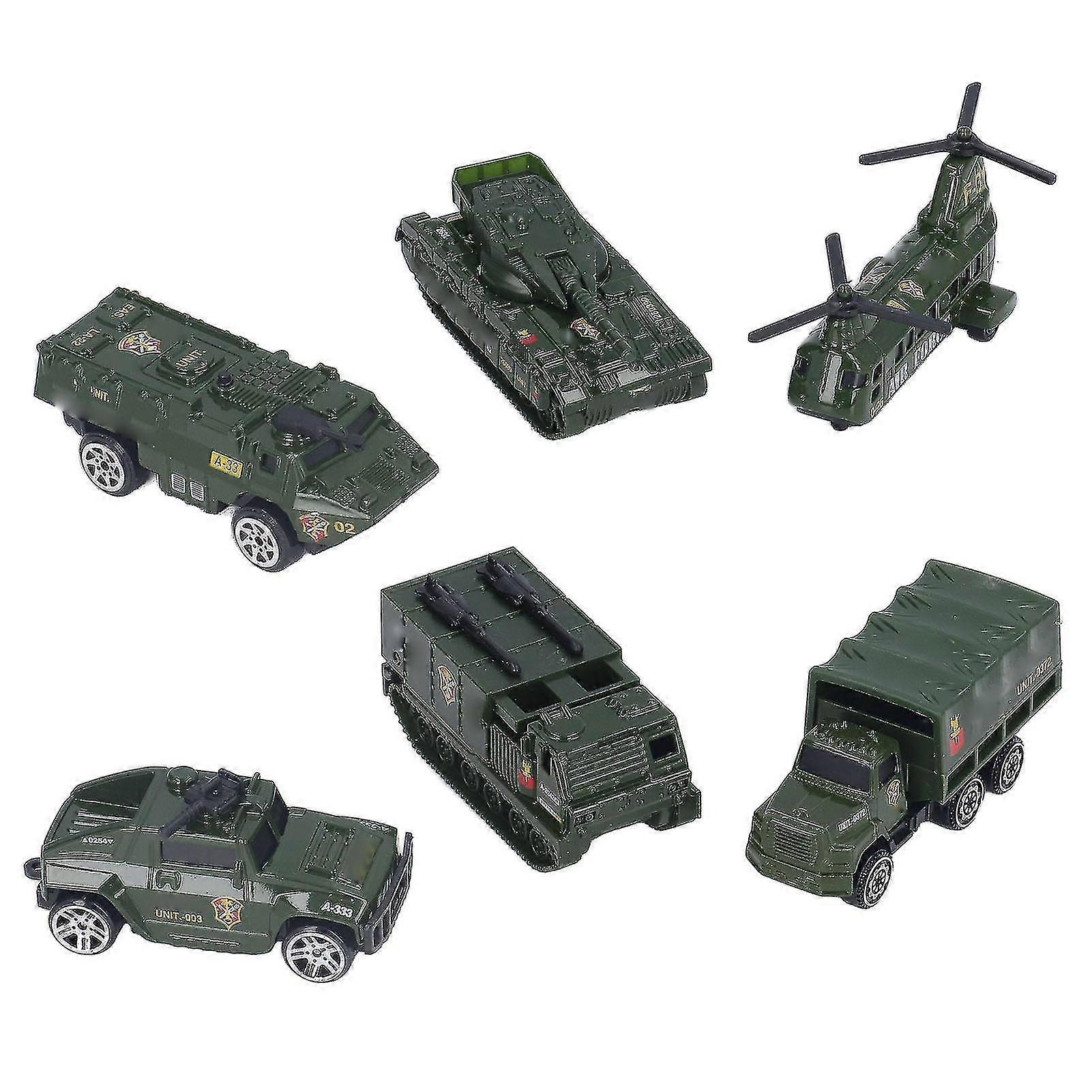 Ποικιλία Diecast στρατιωτικά οχήματα 6 πακέτο - δεξαμενή, μεταφορέας, θωρακισμένο αυτοκίνητο, ελικόπτερο - για αγόρια παιδιά ηλικίας 3+