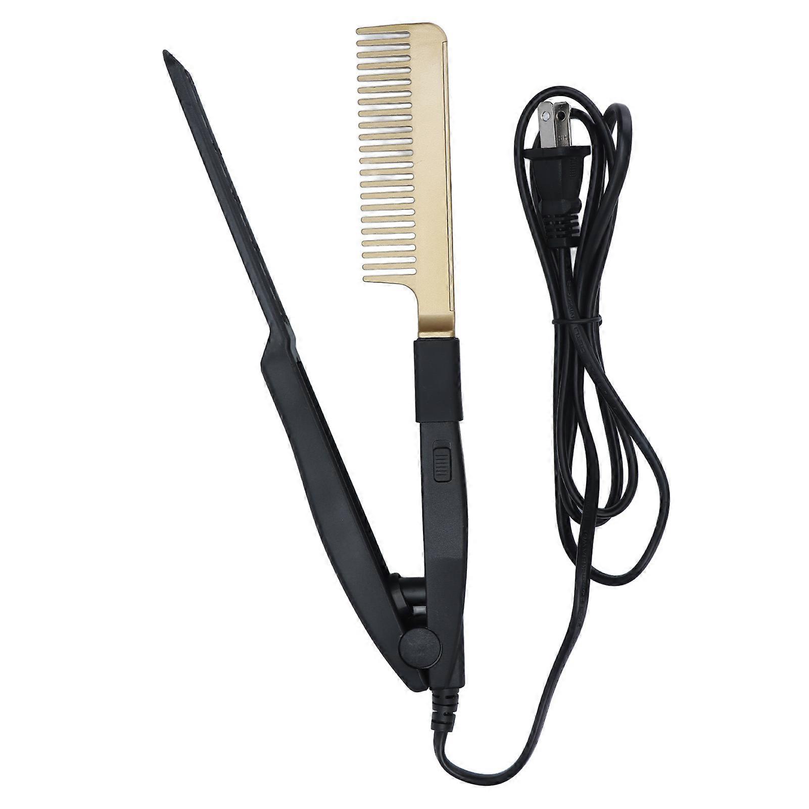 Lightweight Electric Hot Comb with Quick Heat & Adjustable Temp for Home Styling - US Plug