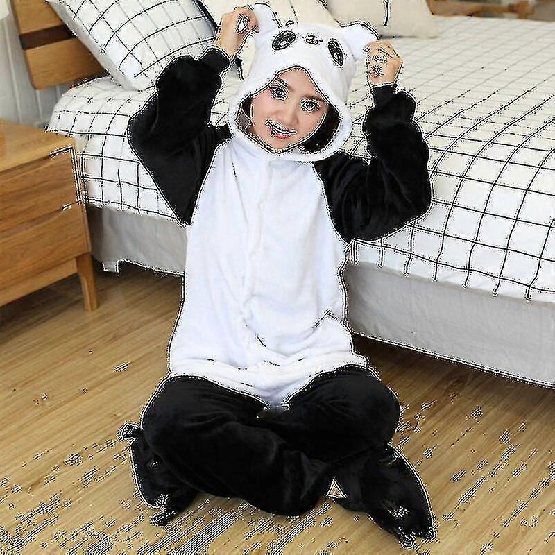 Hyppy Tiikeri Pitkähihainen Onesie Miehet Naiset Flanelli Lämmin Panda Pyjama Yksiosainen Aikuisten eläinten pyjamat Onesies