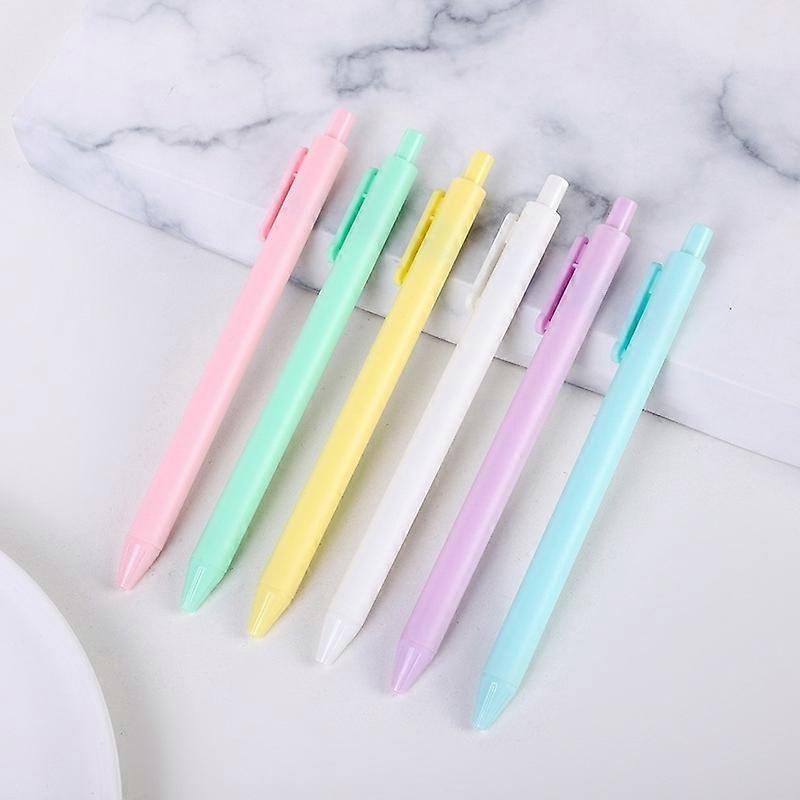 6 Pcs Creative Macaron press gel pen 0.5mm candy color small fresh and simple student test pen signa