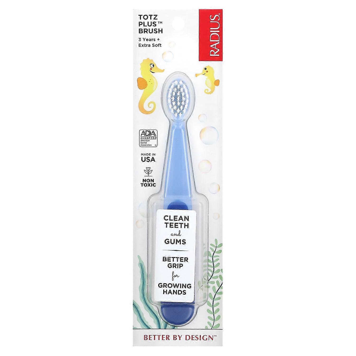RADIUS, Totz Plus Brush, 3 Years +, Extra Soft, Blue, 1 Toothbrush