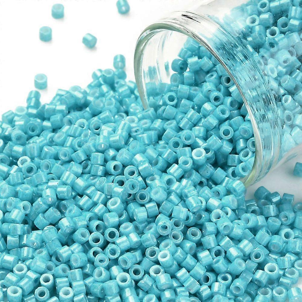 Cylinder Seed Beads Opaque Colours Luster Uniform Size Turquoise 2x1.5mm Hole: 0.8mm about 888pcs/10g