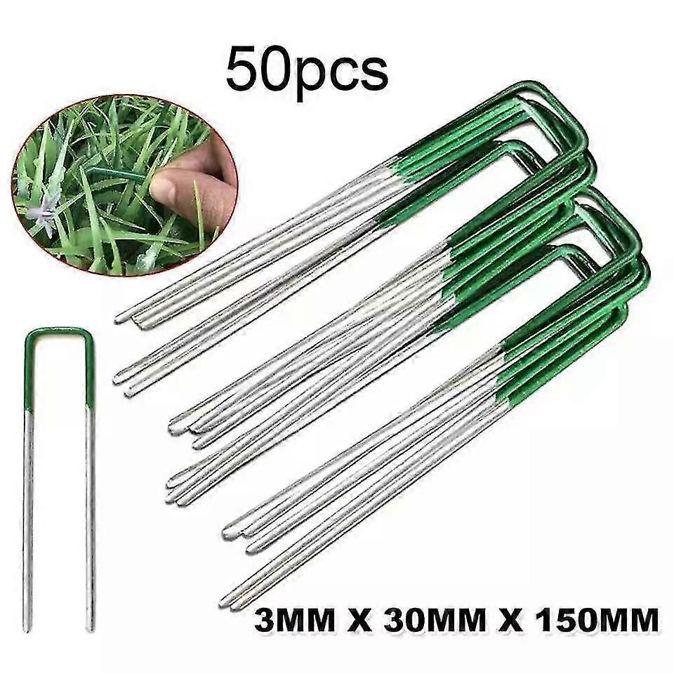 50pcs/set artificial grass turf u pins metal galvanised pegs staple garden hot-dip galvanizing gardening accessories betterlifefg