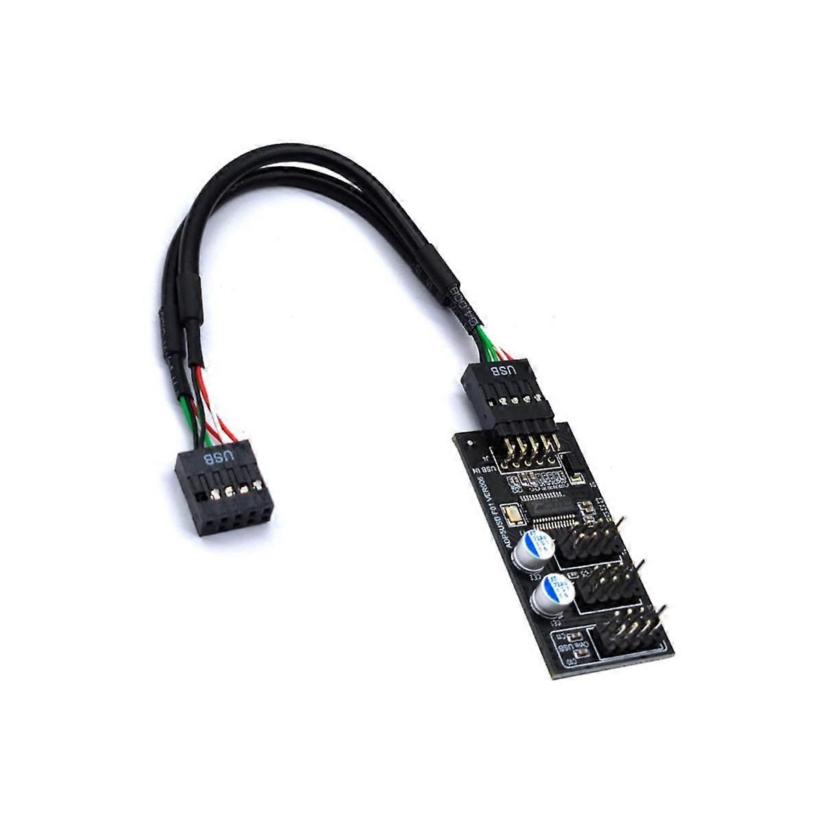 9Pin USB Hub Connector USB Splitter 1 to 3 USB2.0 9Pin Header Board Cable for Water Cooling for RGB
