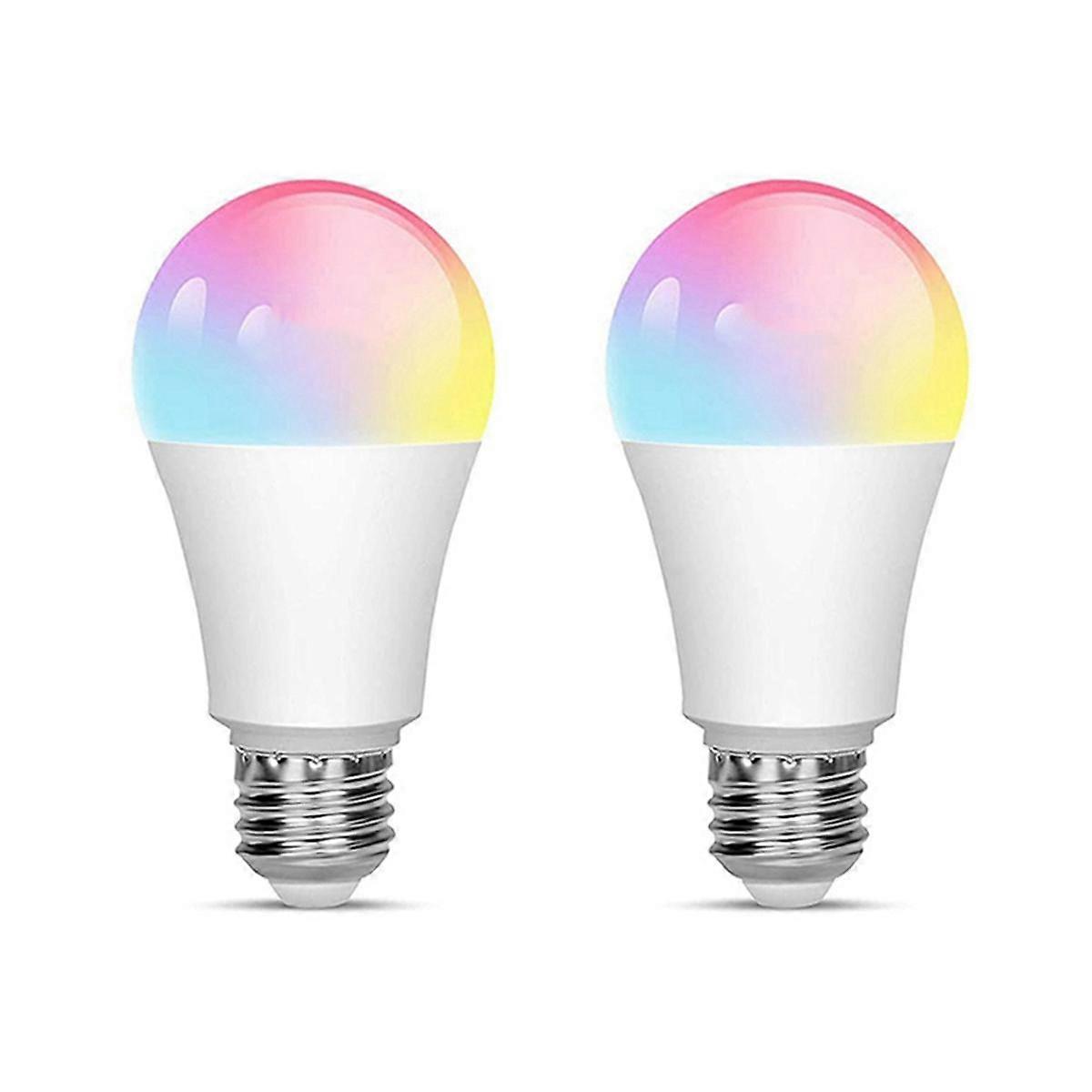 2Pcs Tuya Smart E27 Smart Bulb,Dimmable WIFI Bulb,Alexa Controlled RGBCW Energy Saving,Dimming and