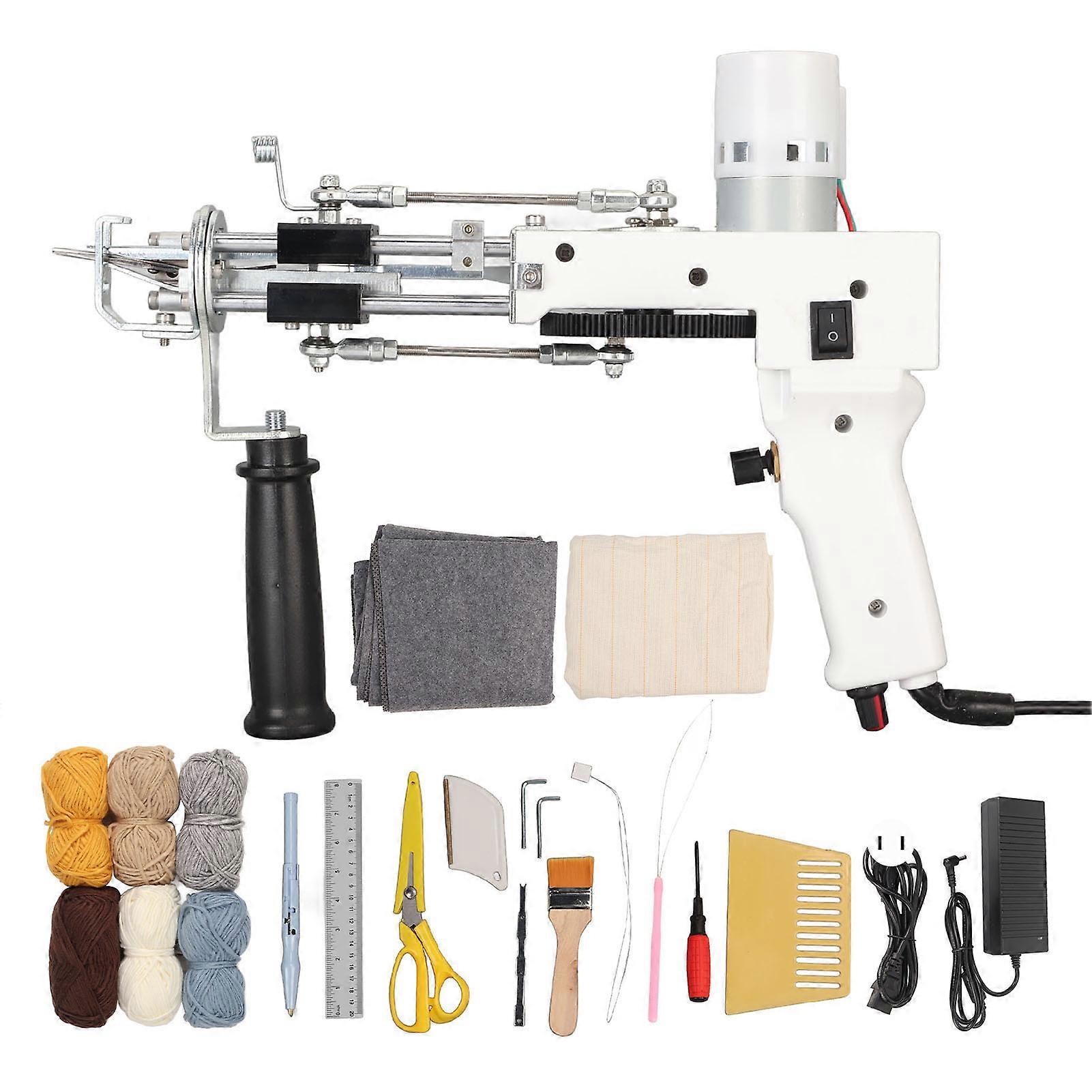 Rug Tufting Machine Adjustable Speed Hand Crafted Electric Carpet Gun Machine for DIY 100240V White US Plug
