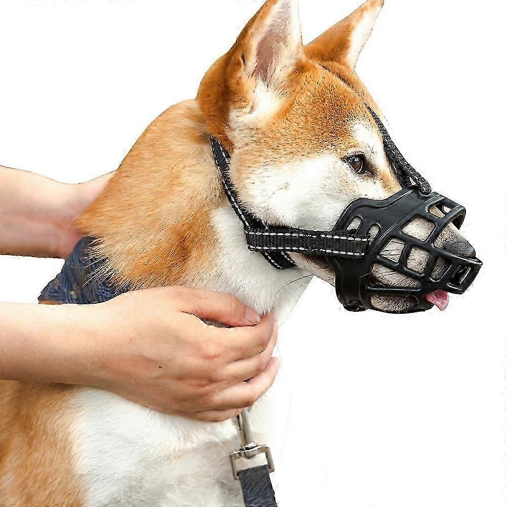 (L size) Dog Muzzle, Basket Breathable Silicone Dog Muzzle For Anti-barking