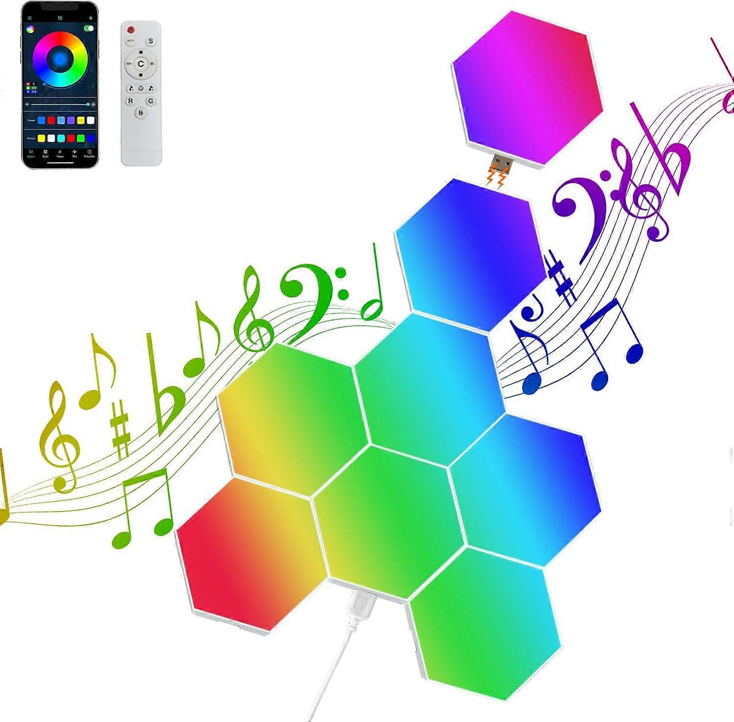 Hexagon Lights, Hexagon LED Gaming Lights Panels with Smart App Remote Control & Music Sync, Infinitely Splicing Cool RGB Wall Lights Hexagon for Livi