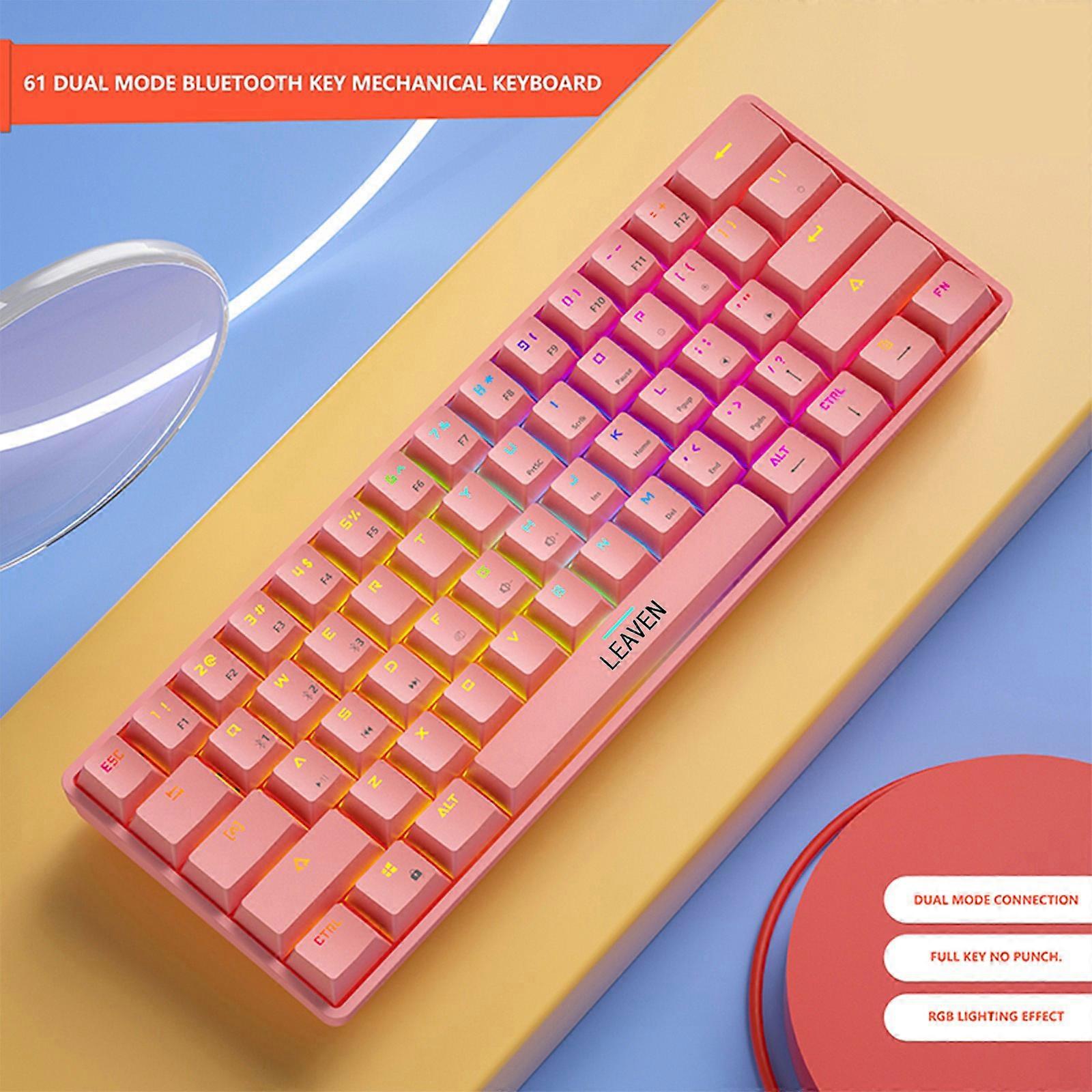 Com fio 60% mecânico gaming teclado RGB backlit teclado compacto de 61 teclas com interruptores azuis para PC