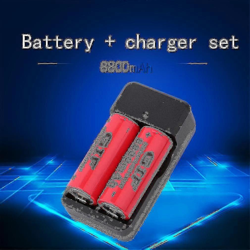 2szt 26650 3.7v 8800mah Akumulator litowo-jonowy + ładowarka do latarki